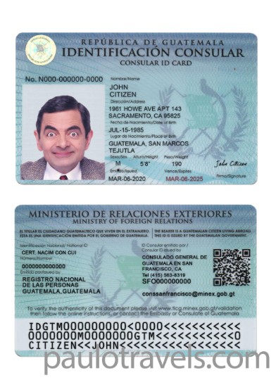 Consulate Identification Guatemala consular ID card PSD template