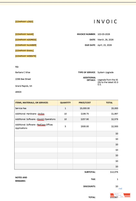 It User Invoice Basic IT Invoice Template PSD template