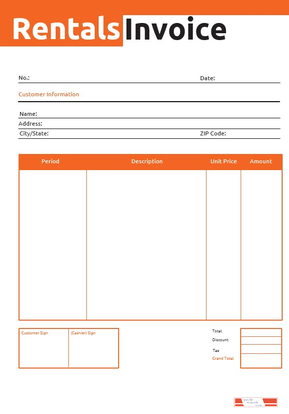 Projector Invoice For Rent Commercial Rental Invoice Template PSD template