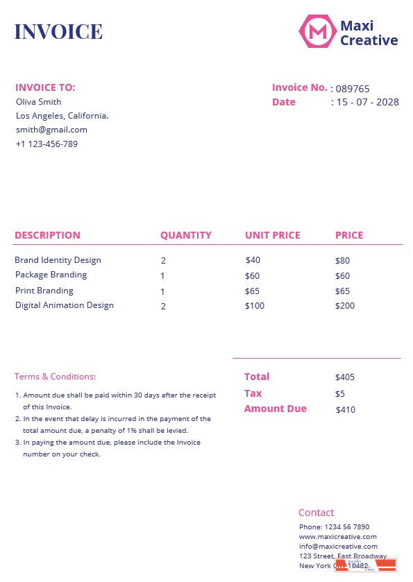 Creative Agency Invoice Template PSD template