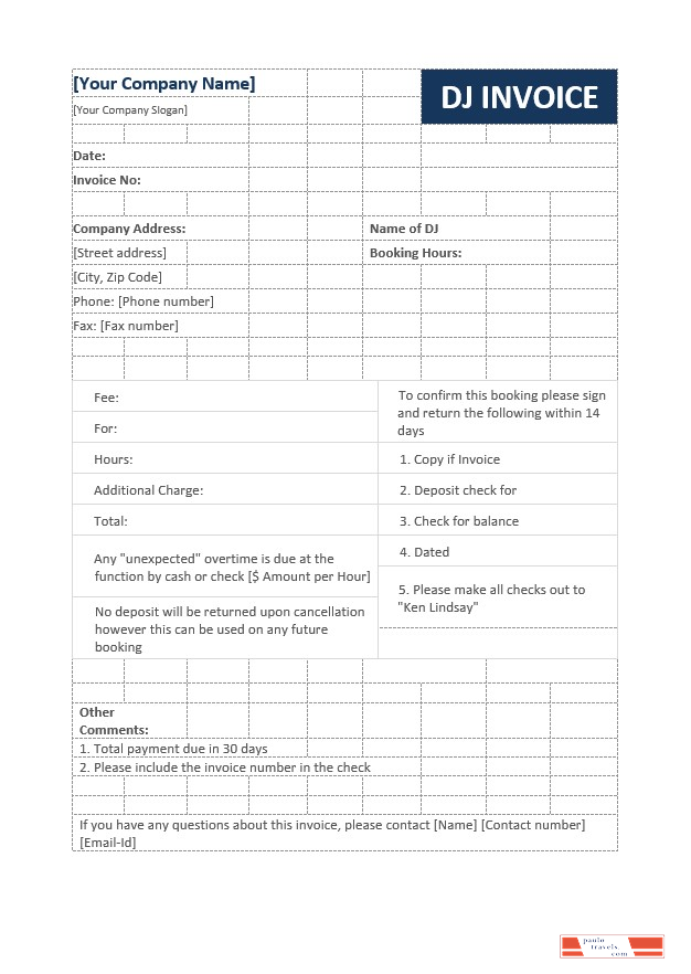 Dj Invoice Example Dj Invoice Template PSD template