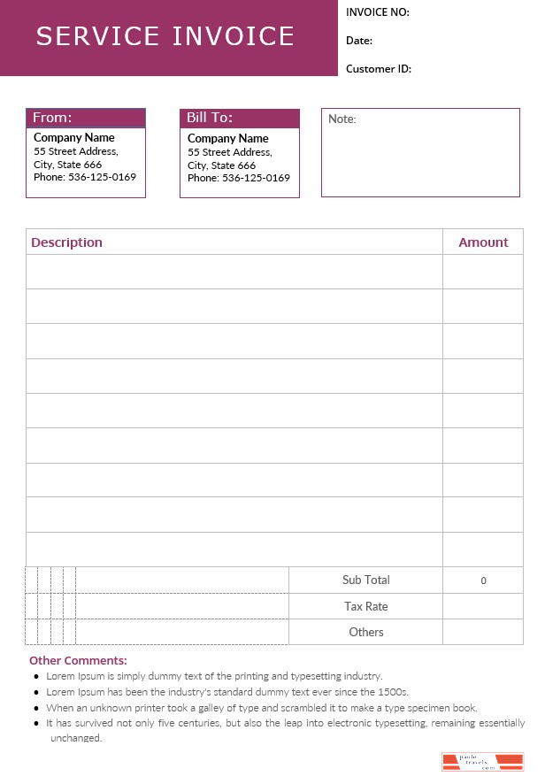 Editable Service Invoice Template PSD template