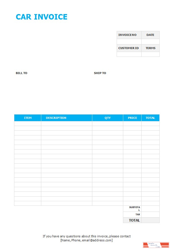 Vehicle Invoice Example Free Car Invoice Template PSD template