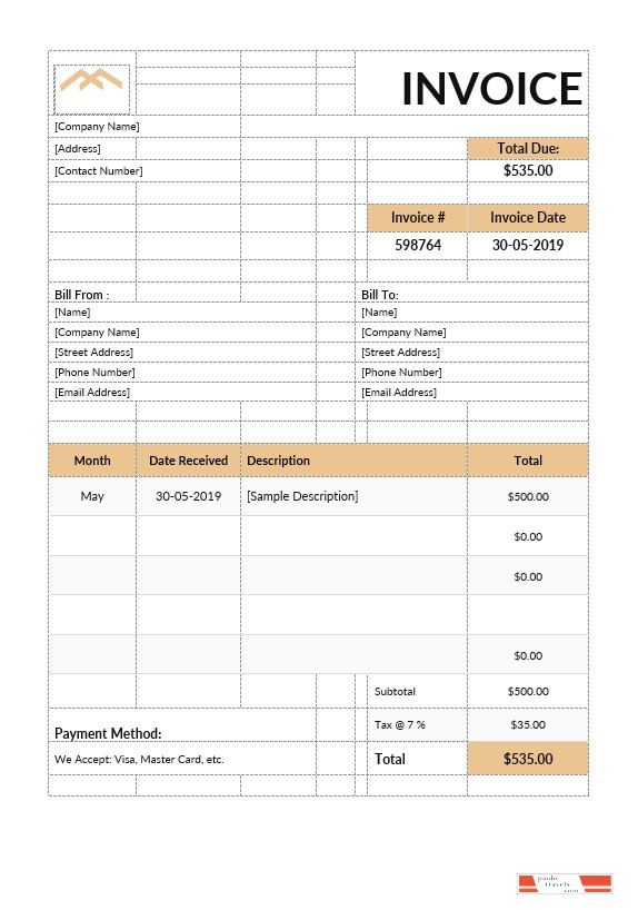 Multiple Month Rent Invoice Monthly Rent Invoice Template PSD template