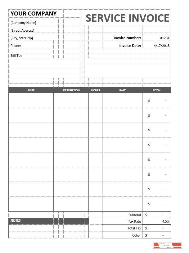 Service/project Invoice Sample Service Invoice Template PSD template