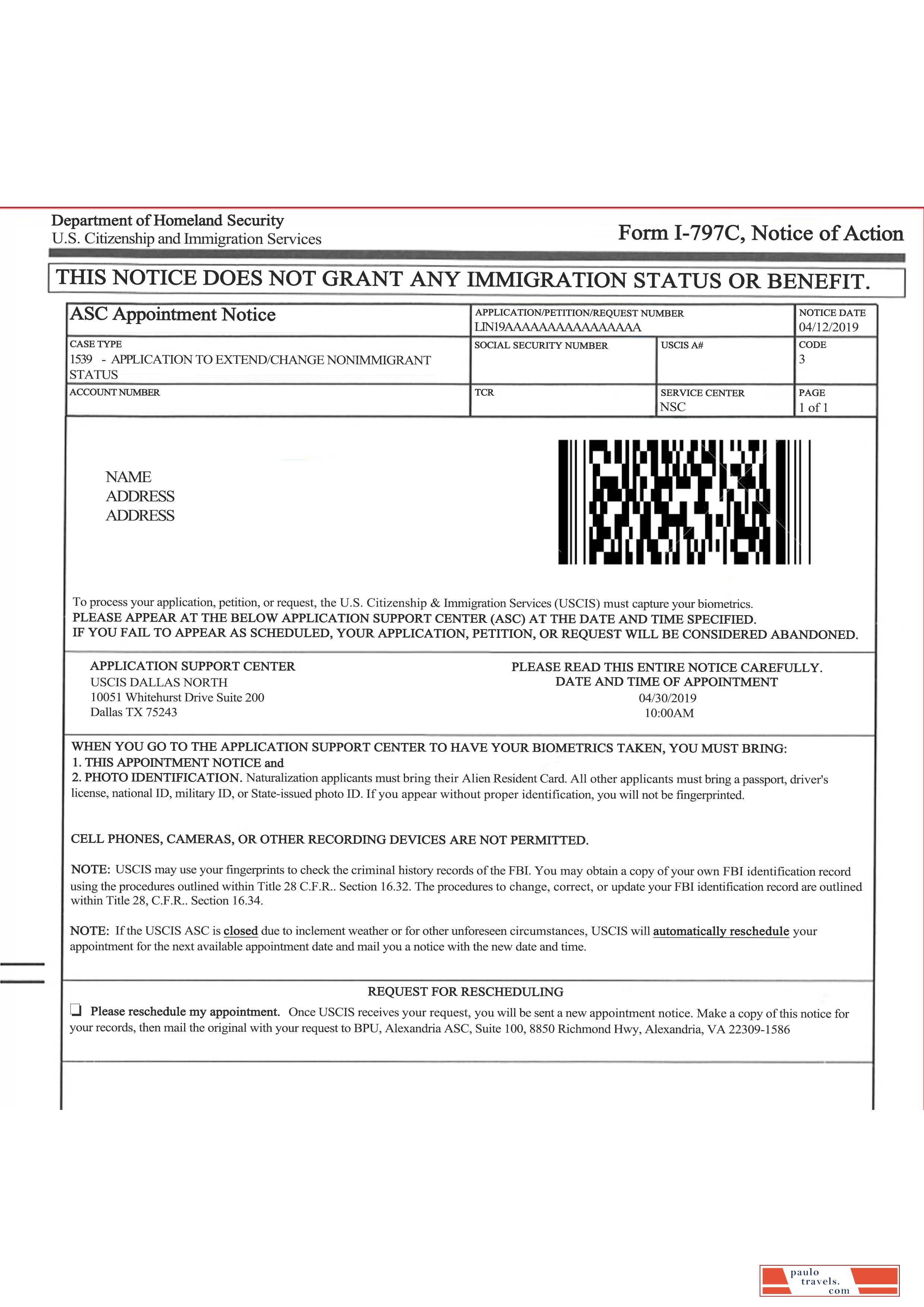 I 797 Form.pdf U.S. Citizenship and Immigration services form I 797C, Notice of action
