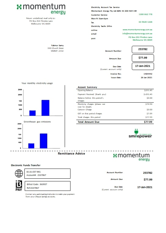 Utility bill templates PSD