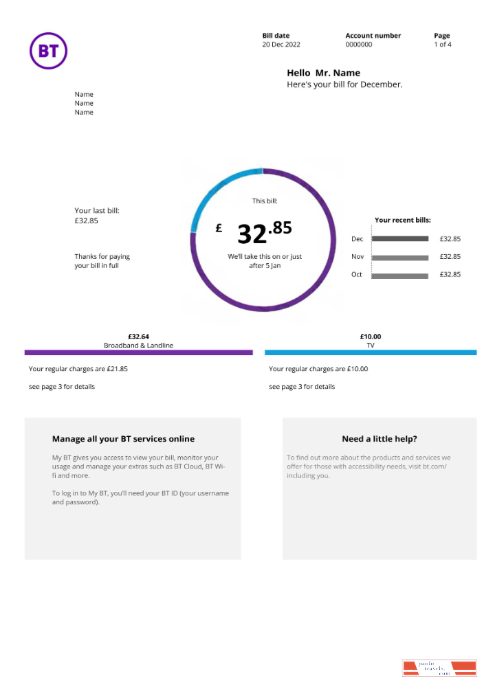 United Kingdom BT utility bill version 2 (2)